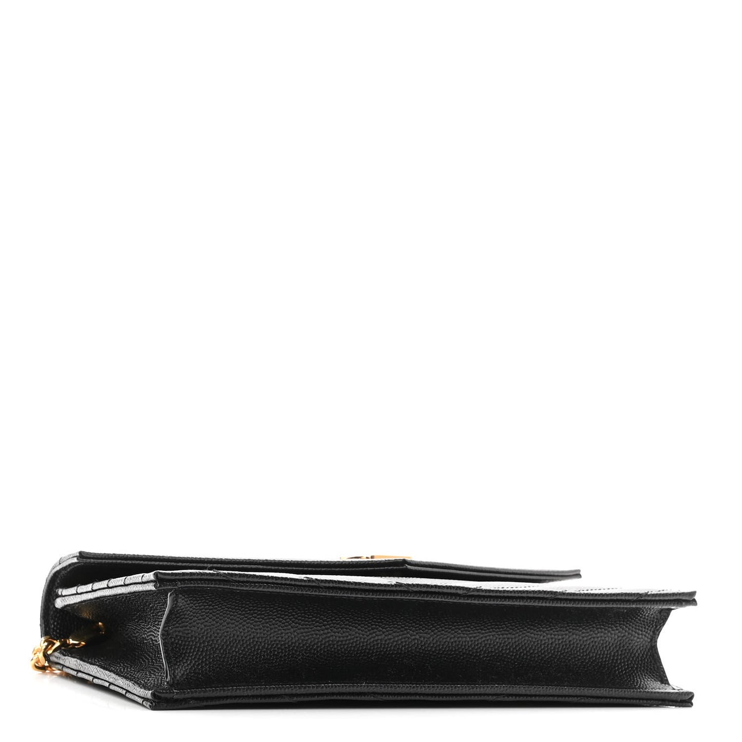 Grain De Poudre Matelasse Chevron Monogram Envelope Chain Wallet Black