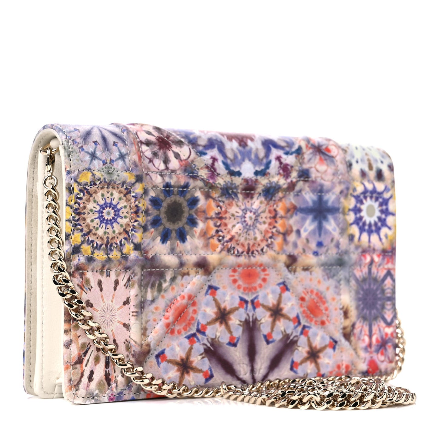 Calfskin KaleiDiorscopic Diorama Wallet On Chain Pouch Latte Multicolor