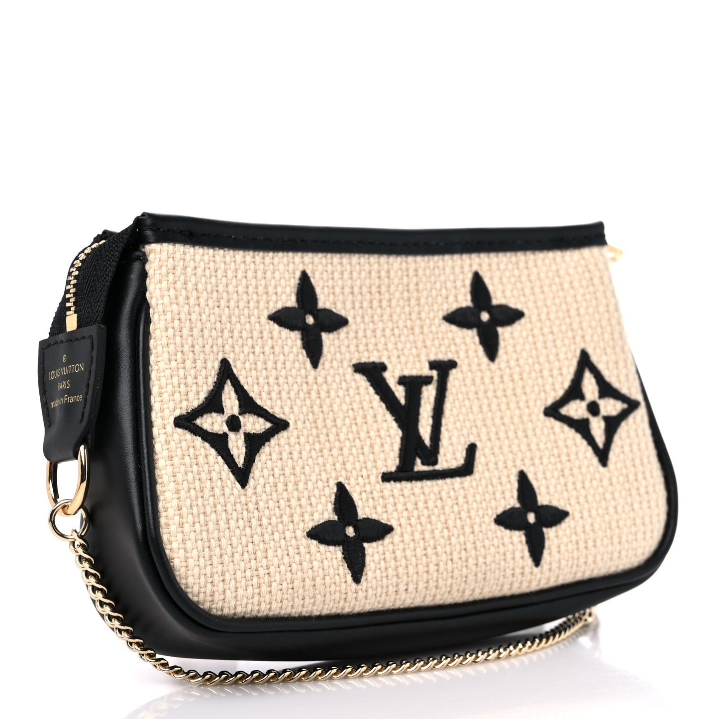 Cotton Monogram Giant Mini Pochette Accessories Beige Black