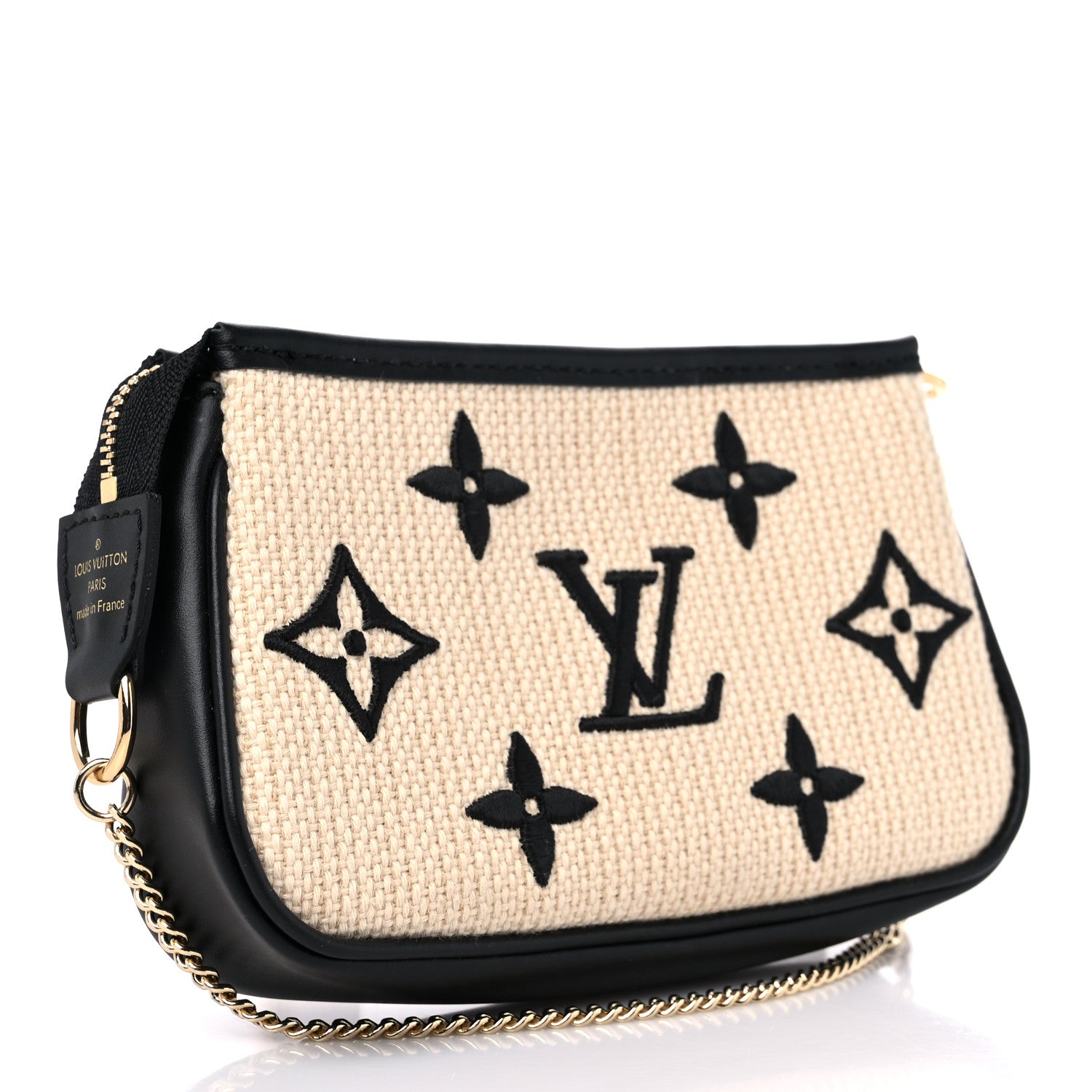 Louis Vuitton Cotton Monogram Giant Mini Pochette Accessories Beige Black 3 of 9