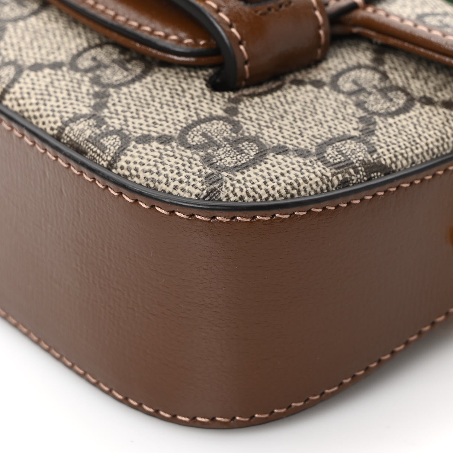 Gucci GG Supreme Monogram Azalea Calfskin Web Horsebit 1955 Wallet On Strap Beige Ebony Brown Sugar 8 of 8