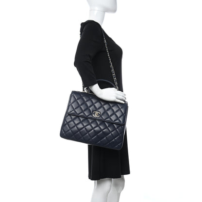 Chanel Lambskin Quilted Large Trendy CC Flap Dual Handle Bag Navy Blue 2 of 10