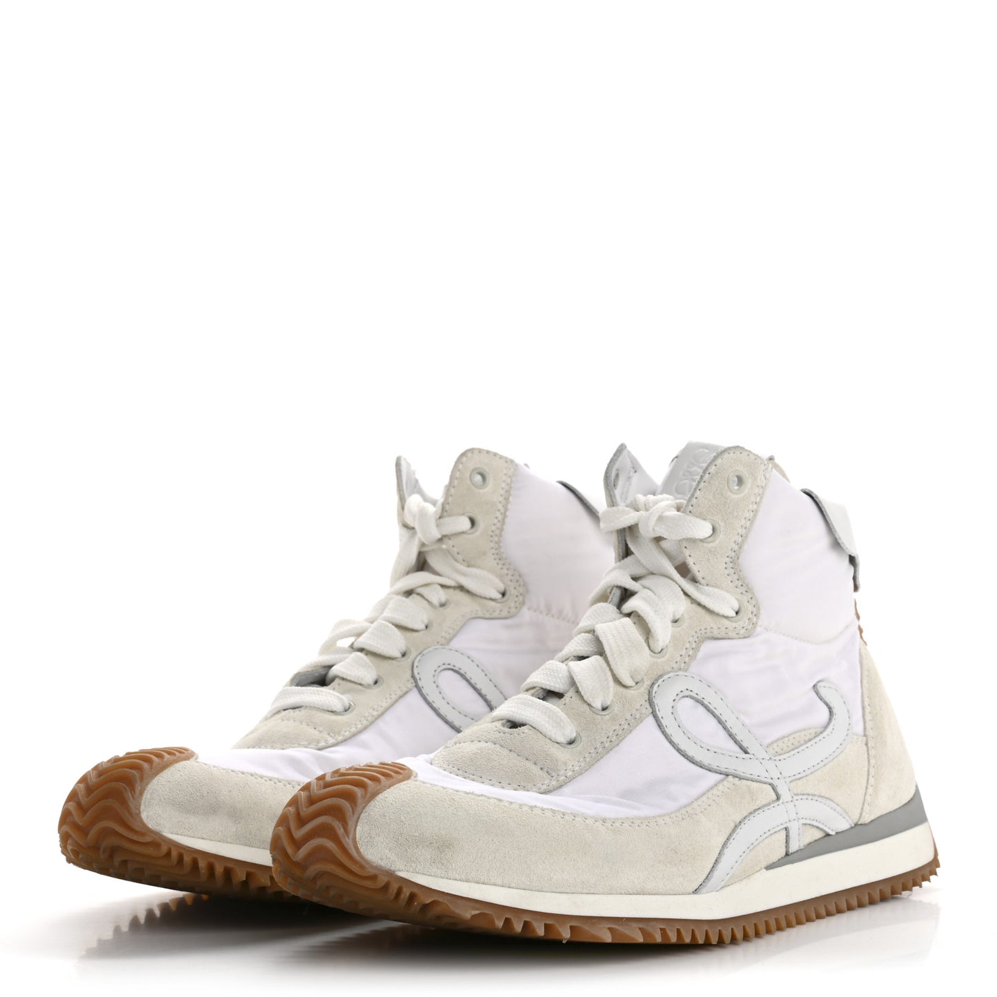 Nylon Suede Flow Retro Runner High Top Sneakers 37 White
