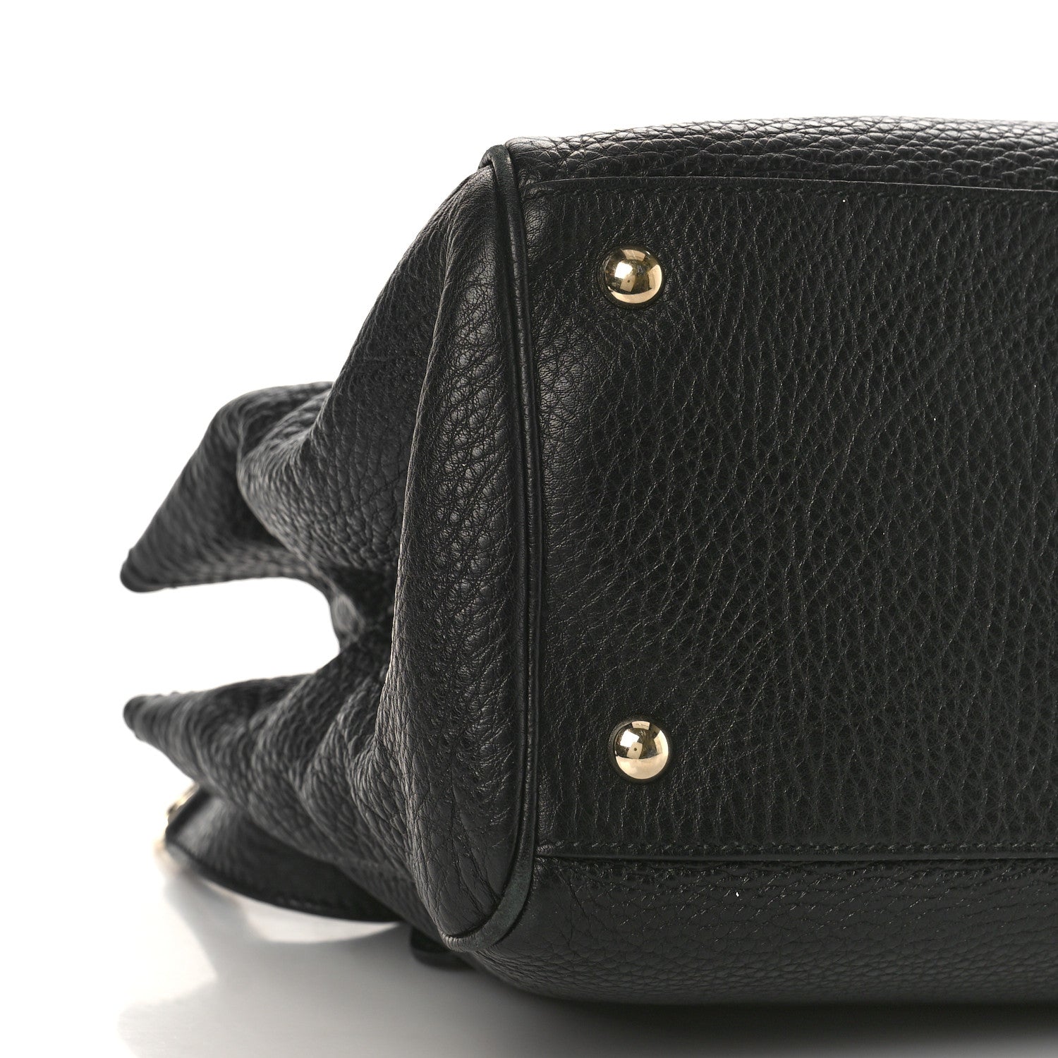 Gucci Pebbled Calfskin Medium Bamboo Shopper Tote Black 8 of 9