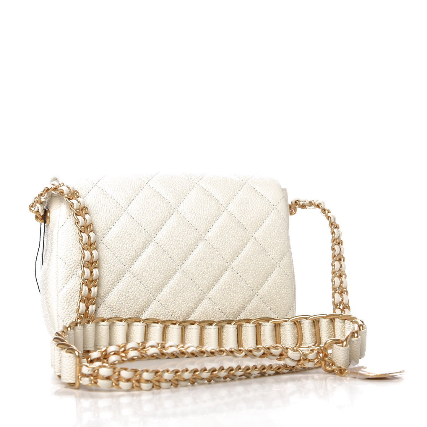 Caviar Quilted Mini Chain Soul Flap White