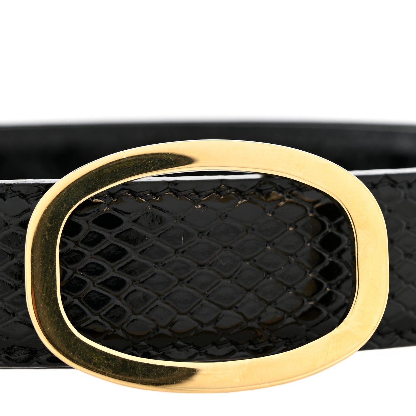 Snakeskin Crocodile Embossed Calfskin Reversible Medium 25mm Triomphe Belt 80 32 Black