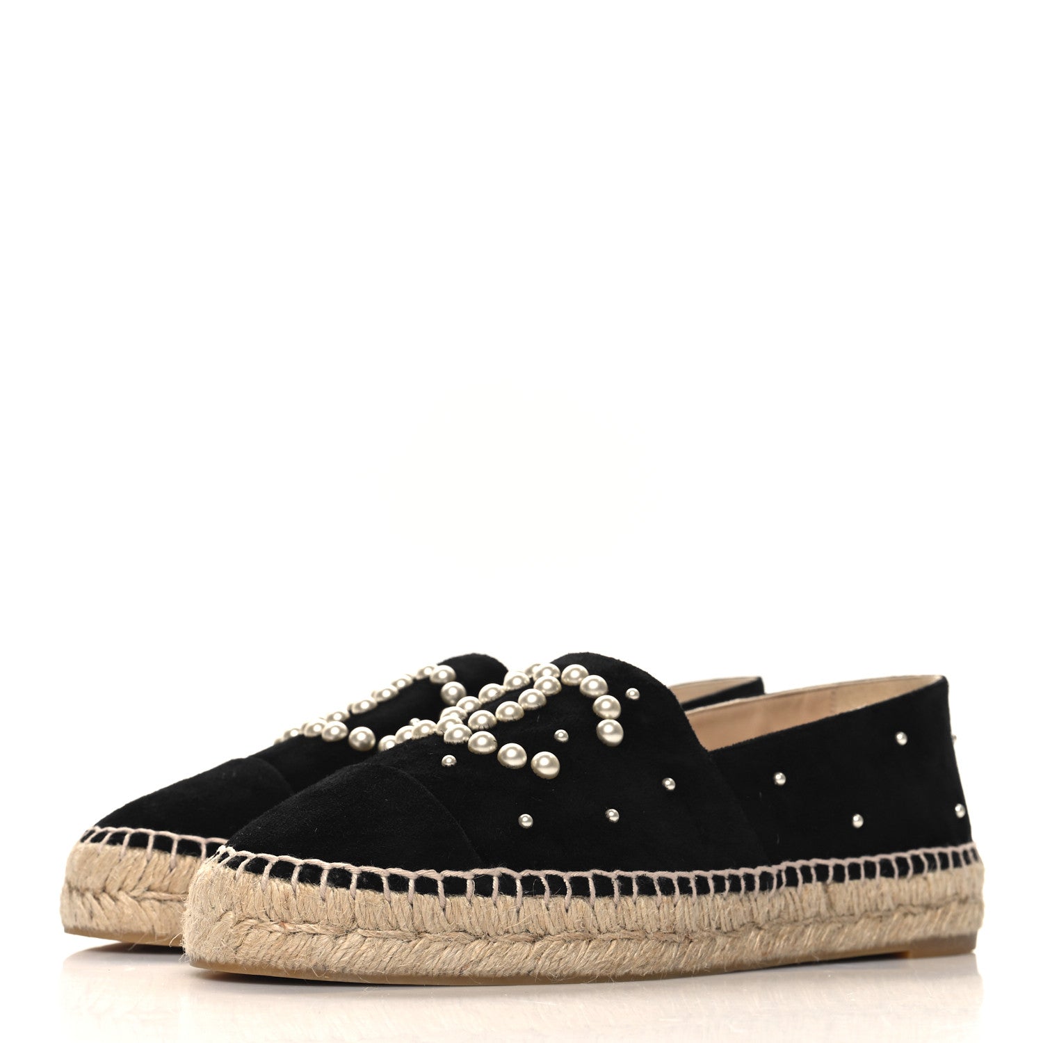 Chanel Suede Pearl CC Espadrilles 40 Black 4 of 11