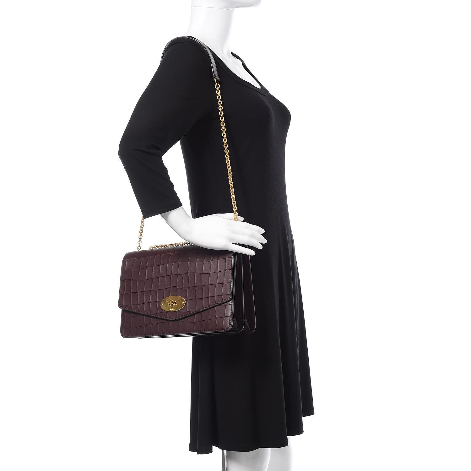 Mulberry Calfskin Crocodile Embossed Large Darley Oxblood 2 of 10