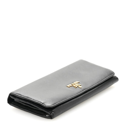 Prada Saffiano Metal Continental Flap Wallet Black 4 of 13