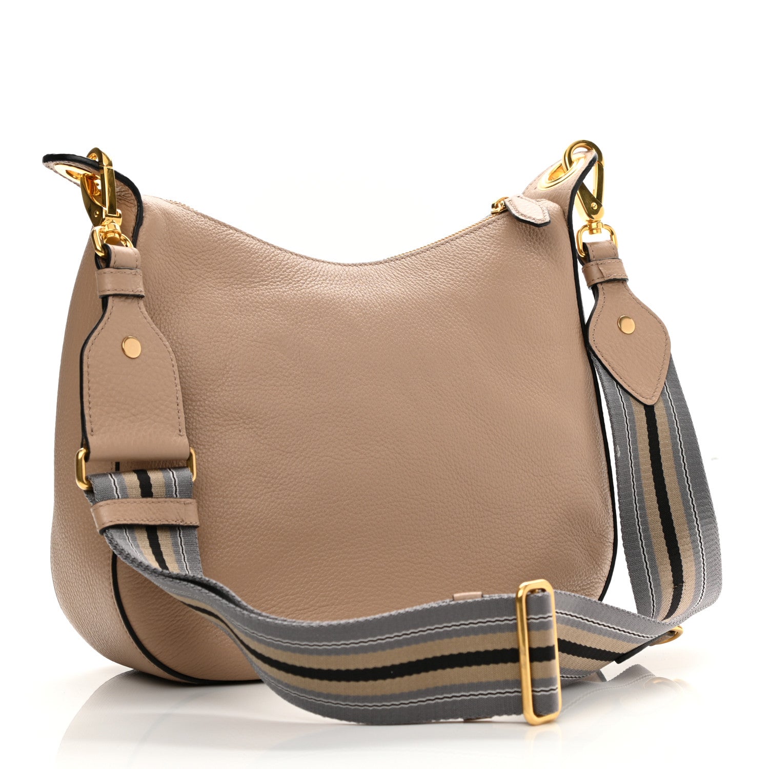 Prada Vitello Phenix Zippered Messenger Hobo Cammeo 3 of 11