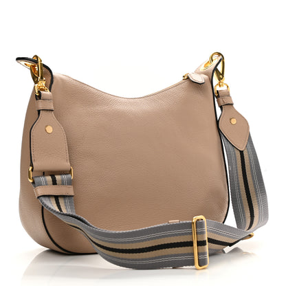 Prada Vitello Phenix Zippered Messenger Hobo Cammeo 3 of 11