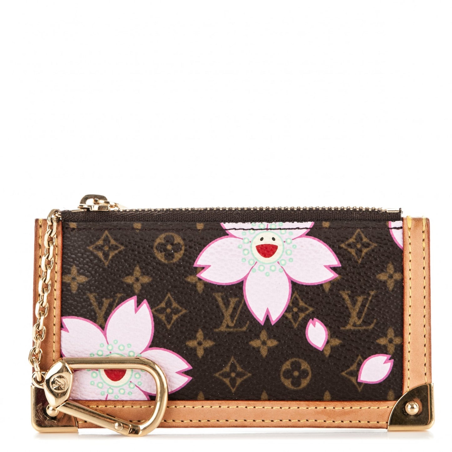 Monogram Cherry Blossom Key Pouch Brown