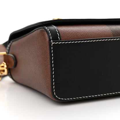 Burberry Calfskin Giant Check E-Canvas Elongated Note Crossbody Bag Dark Birch Brown 9 of 11