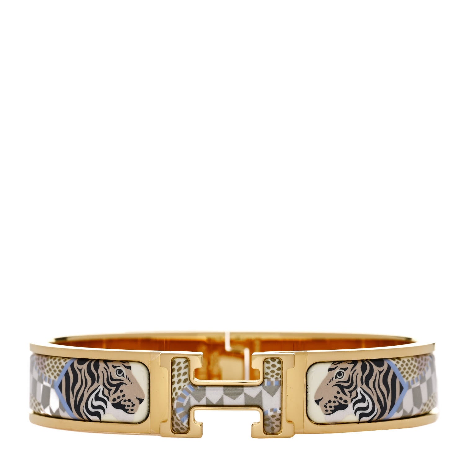 Hermes Enamel Printed Narrow Lanternes Ballons et Cocarde Clic Clac H Bracelet GM Lumiere 1 of 5