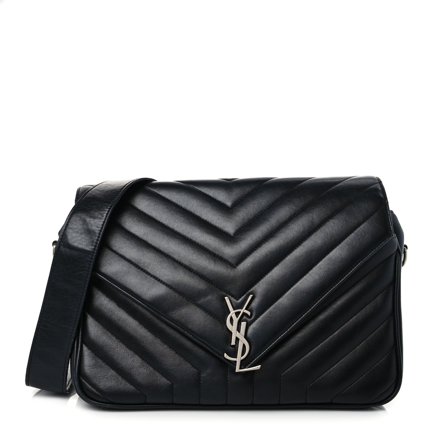 Saint Laurent Calfskin Y Quilted Monogram Loulou Shoulder Bag Black 1 of 12