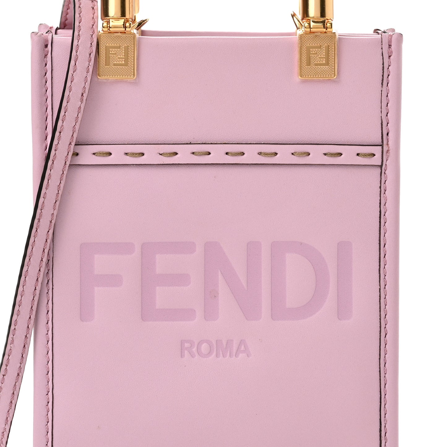 Vitello King Plexiglass Logo Embossed Mini Fendi Sunshine Shopper Tote Lavanda