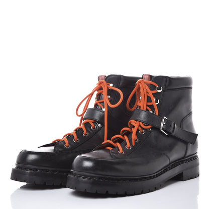 Hermes Calfskin Womens Hiking Boots 38.5 Black 3 of 7