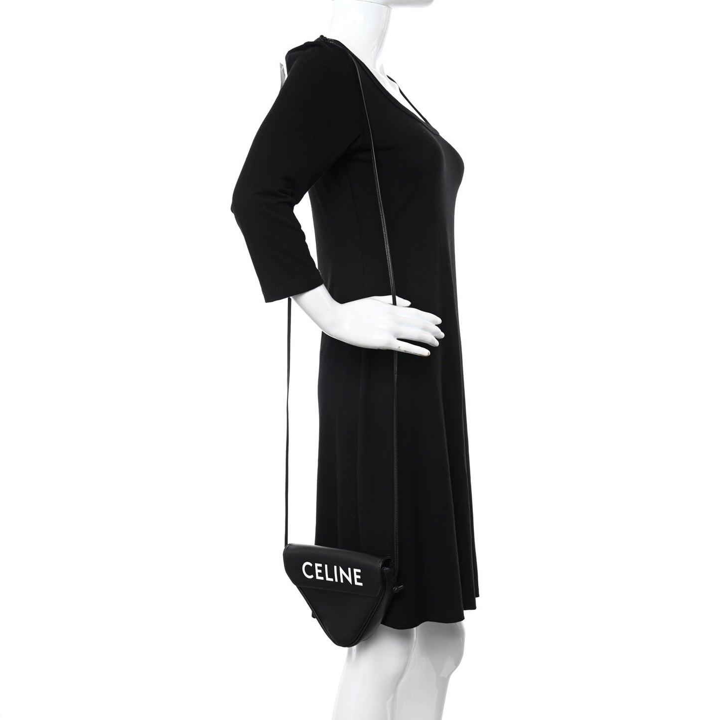 Smooth Calfskin Triangle Crossbody Bag Black