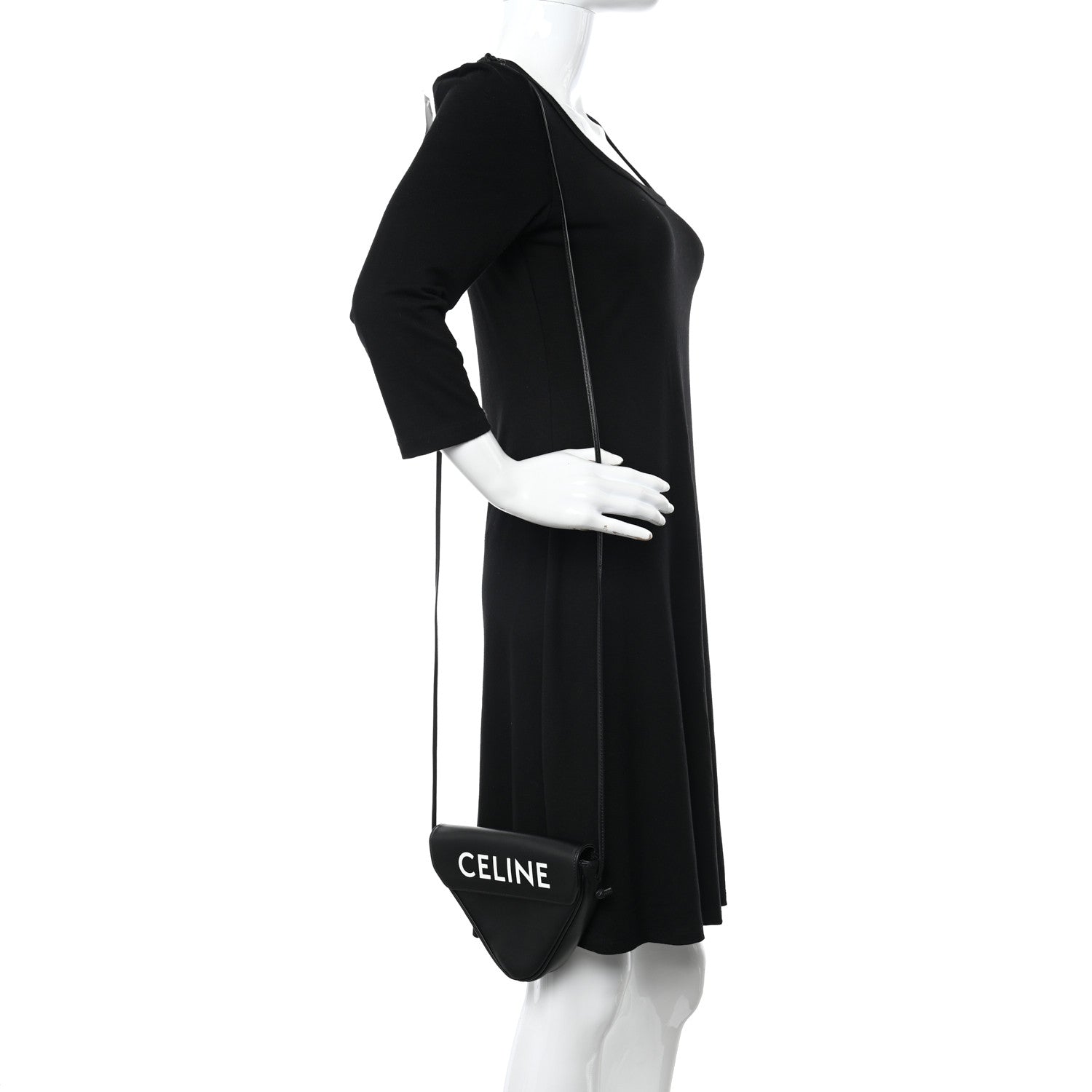 Celine Smooth Calfskin Triangle Crossbody Bag Black 2 of 11
