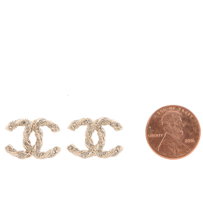 Chanel Crystal Twisted CC Earrings Gold 2 of 4