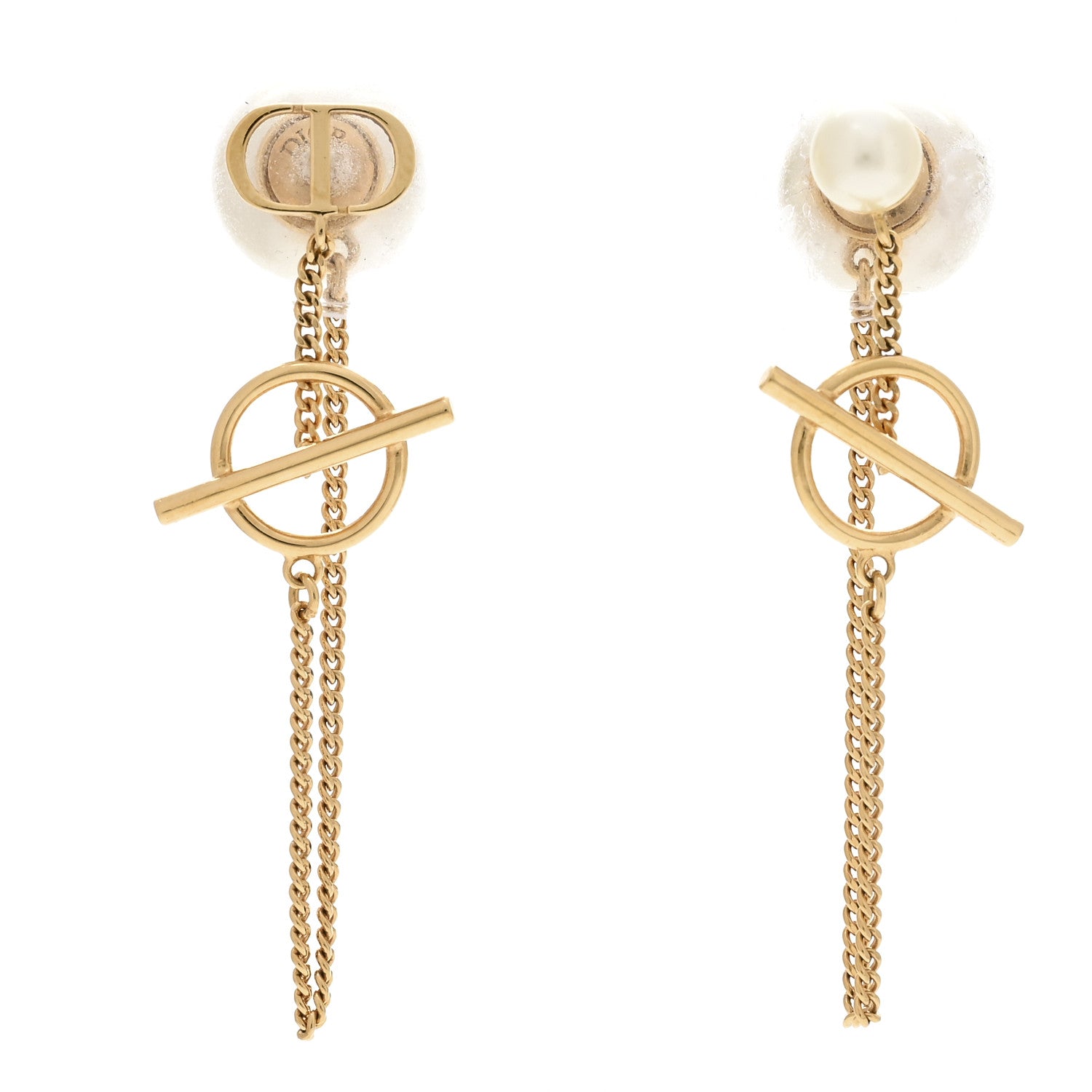Christian Dior Pearl Tribales Earrings Gold White 1 of 4