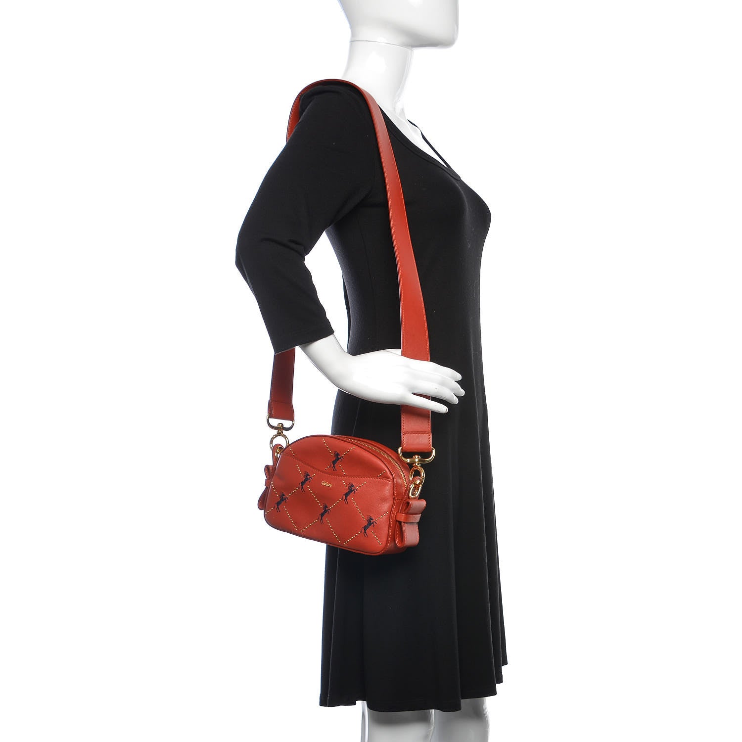 Chloe Smooth Calfskin Little Horses Embroidered Shoulder Bag Earthy Red 2 of 9