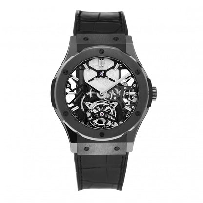 Hublot Ceramic Alligator 45mm Classic Fusion Skeleton Tourbillon Manual Winding Watch Black 505.CM.0140.LR 1 of 4