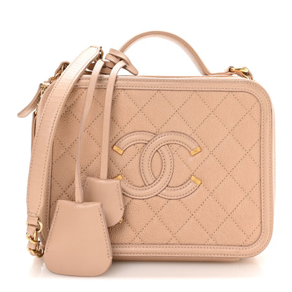 Chanel Caviar Quilted Medium CC Filigree Vanity Case Beige 1 of 10