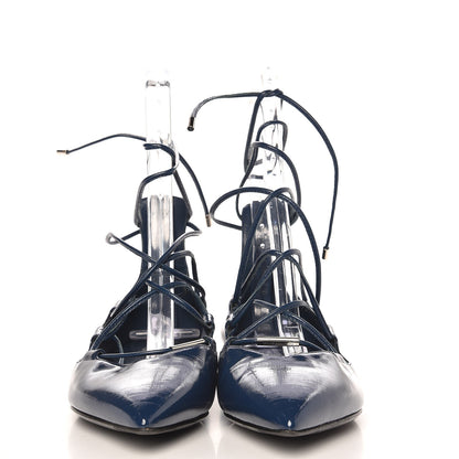 Louis Vuitton Patent Calfskin Cover Girl Flats 38 Navy 2 of 10