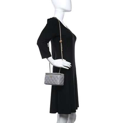 Chanel Lambskin Quilted Small Pearl Crush Vanity Case With Chain Grey 2 of 9