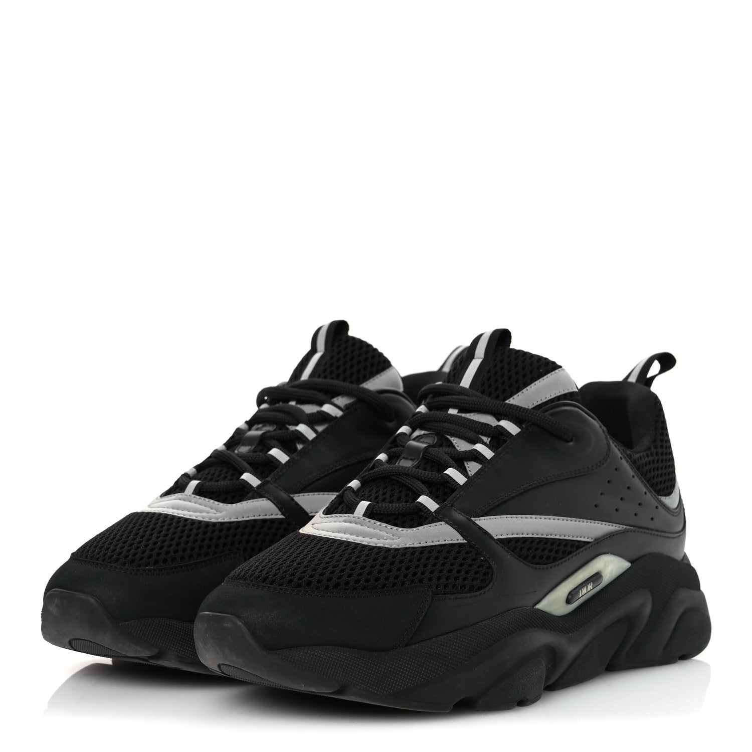 Christian Dior Technical Mesh Calfskin Mens B22 Sneakers 46 Black 4 of 14