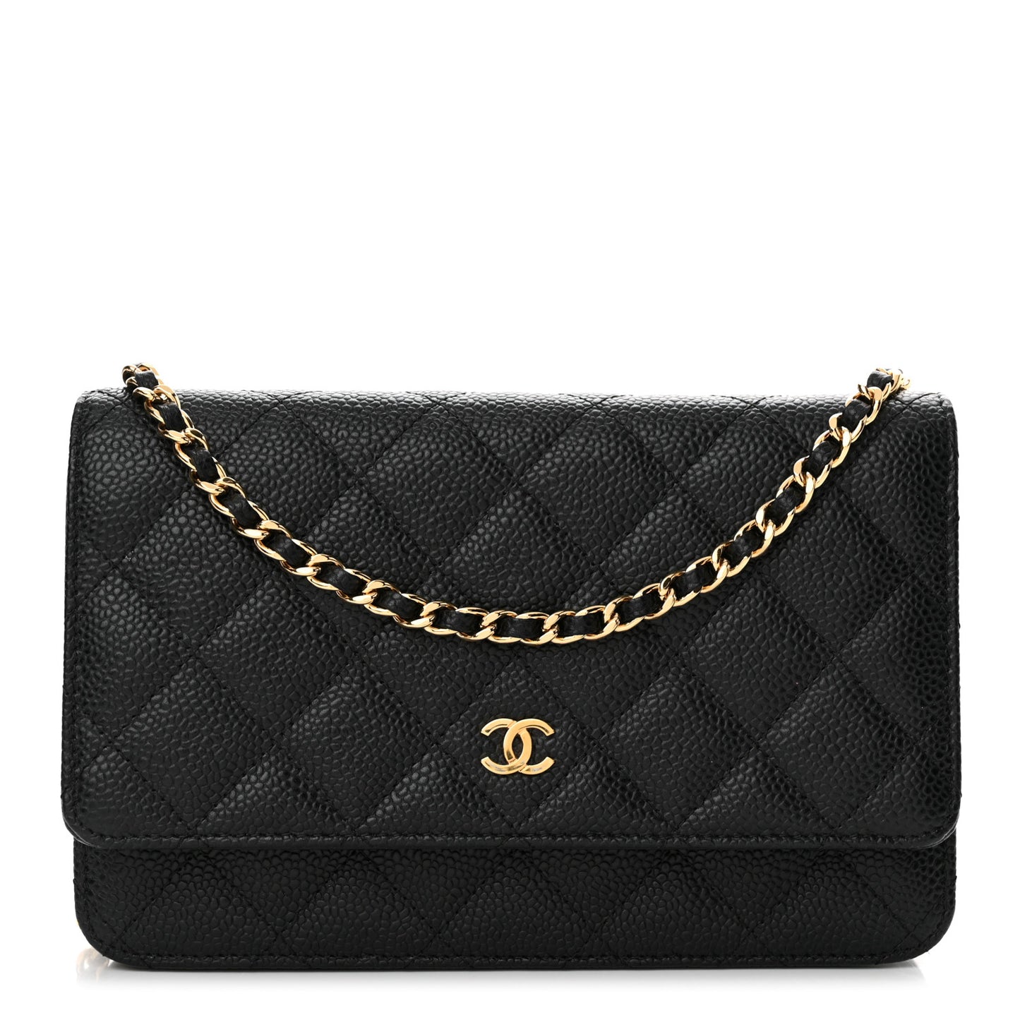 Caviar Quilted Wallet on Chain WOC Black