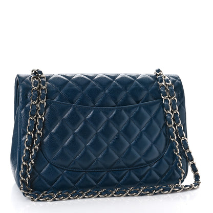 Chanel Caviar Quilted Jumbo Double Flap Navy Blue 3 of 11