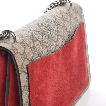 Gucci GG Supreme Monogram Suede Cudu Medium Dionysus Shoulder Bag Beige Ebony Vulcanic Red 14 of 15