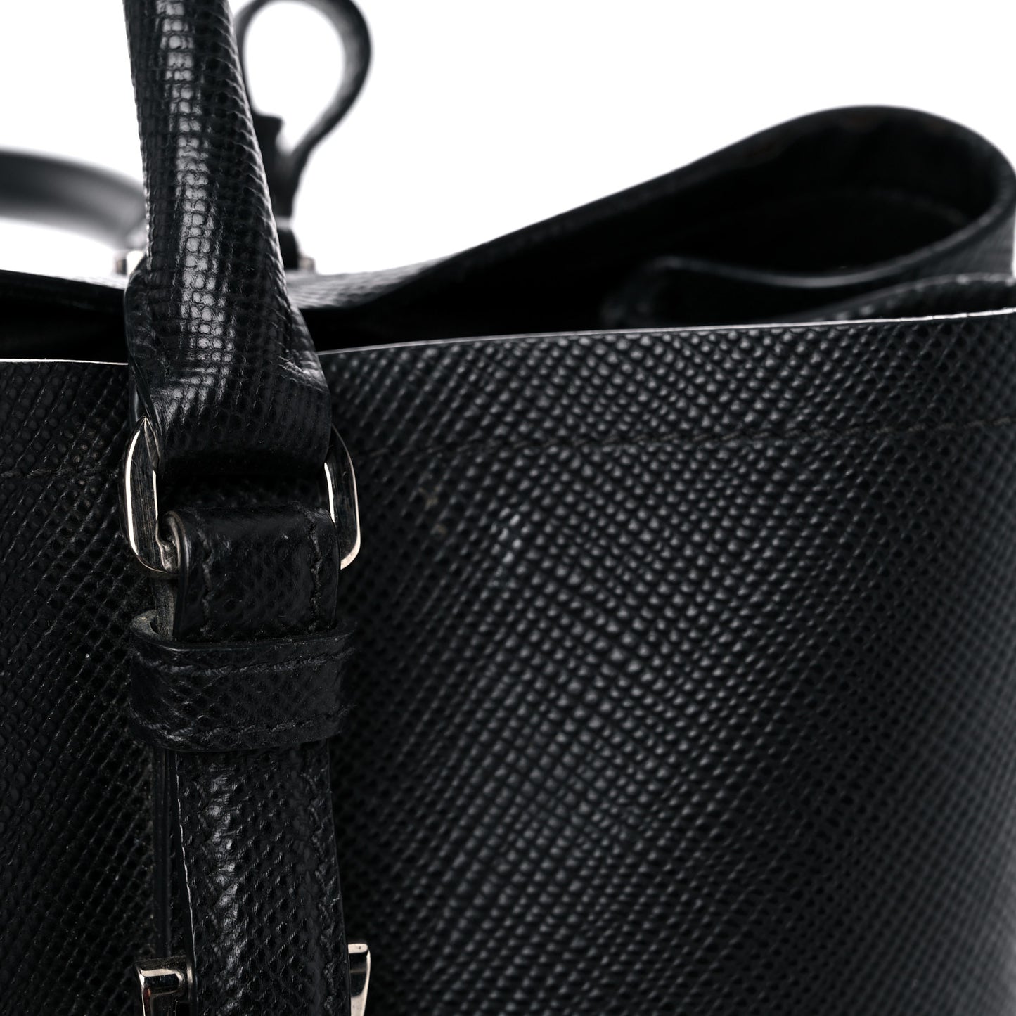 Saffiano Cuir Medium Double Handle Tote Black