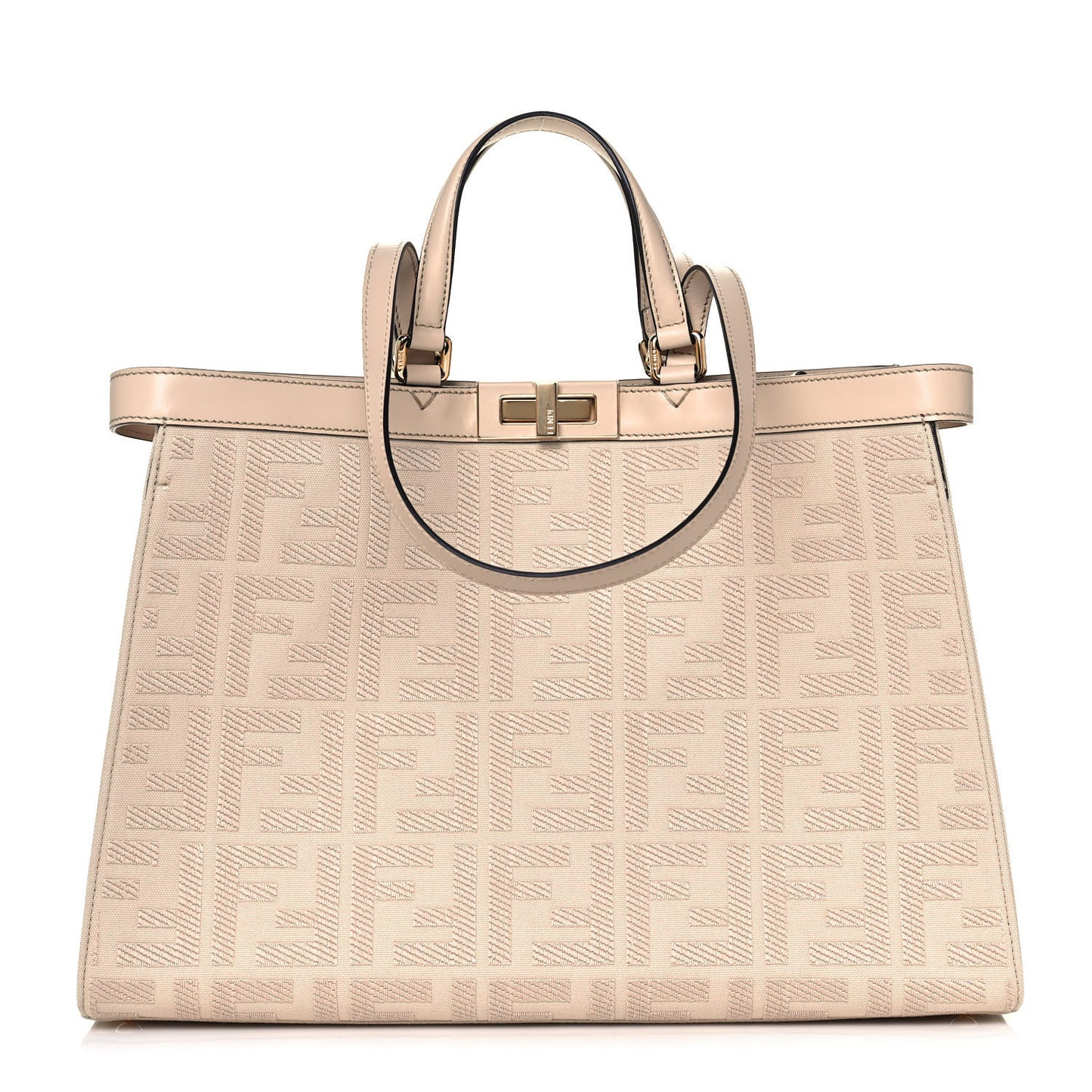 Canvas Vitello King FF Embroidered Medium Peekaboo X-Tote Poudre