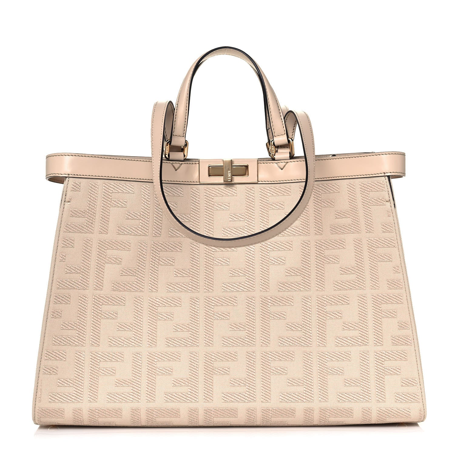 Fendi Canvas Vitello King FF Embroidered Medium Peekaboo X-Tote Poudre 1 of 13