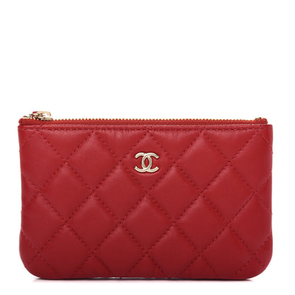 Chanel Lambskin Quilted Small Cosmetic Case Red 1 of 8