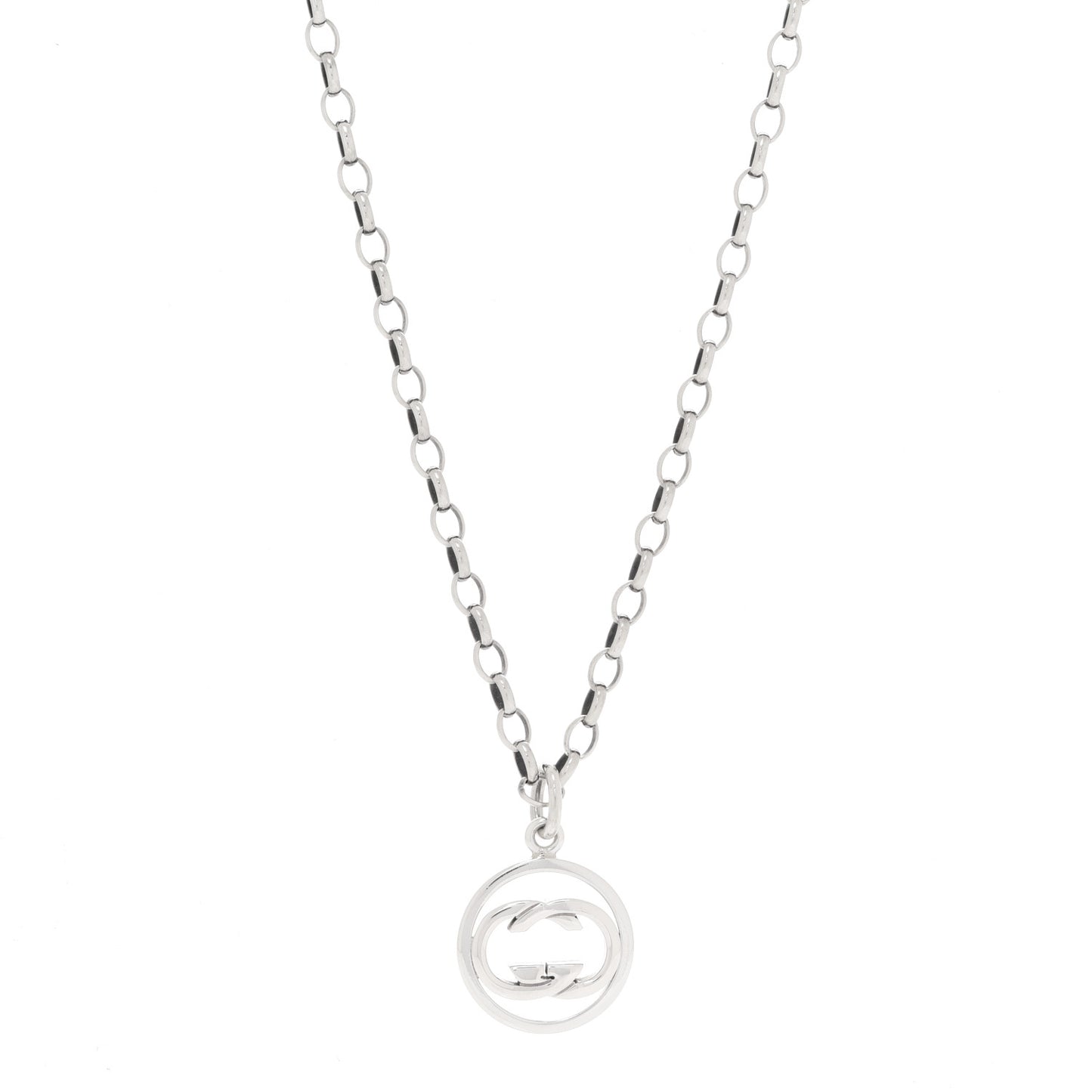 Sterling Silver Interlocking Circle GG Pendant Necklace