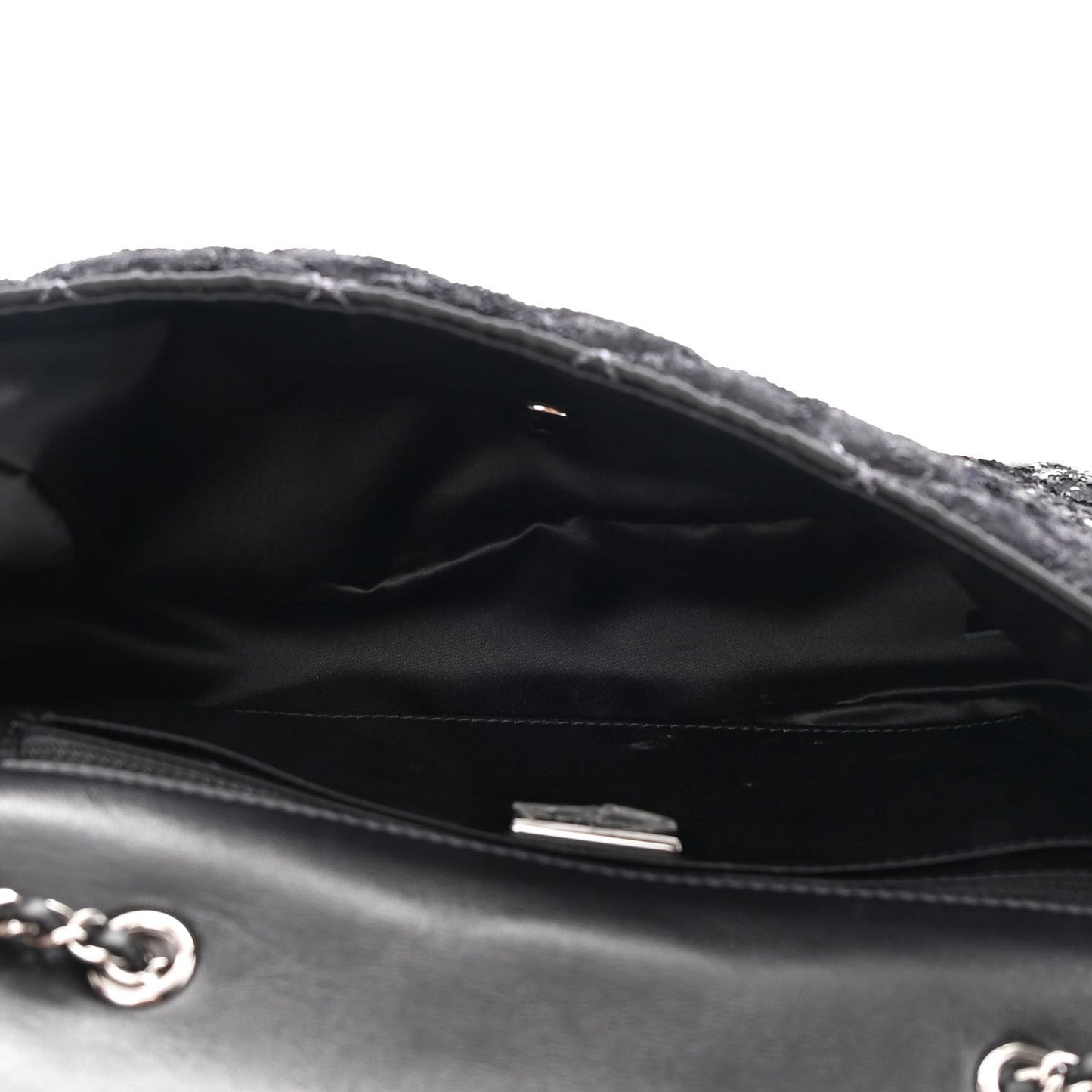 Sequin Quilted Ombre Medium Flap Black Silver