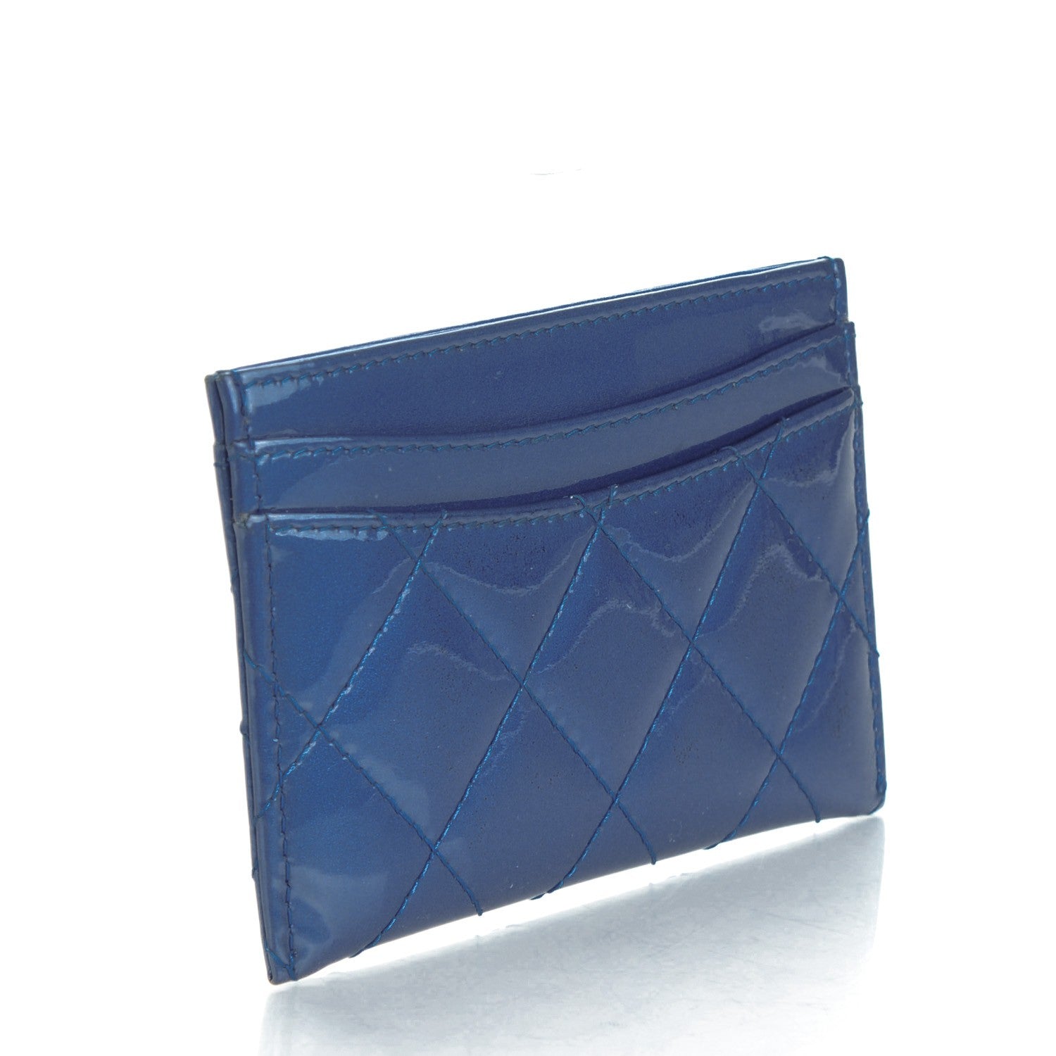 Chanel Patent Quilted Card Holder Blue 3 of 8