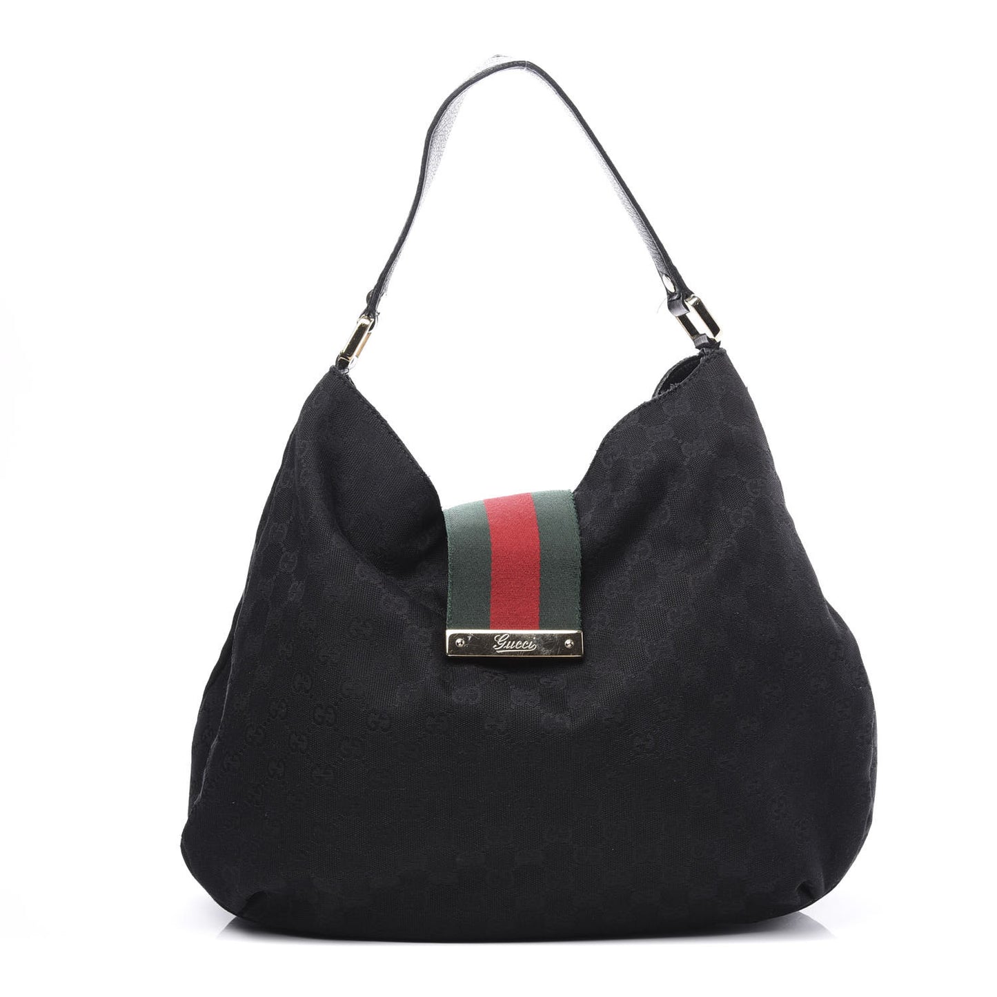 Monogram Large New Ladies Web Hobo Black