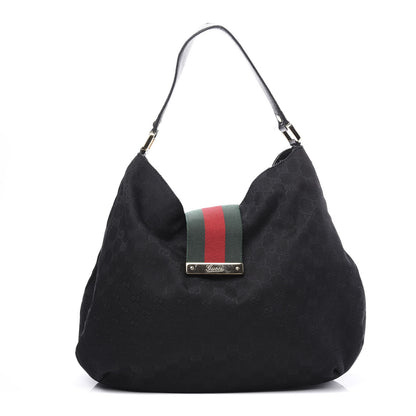Gucci Monogram Large New Ladies Web Hobo Black 1 of 12