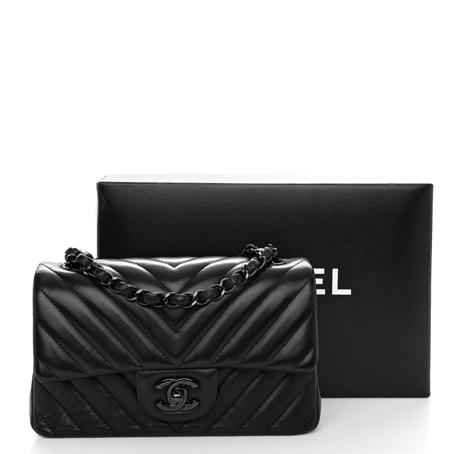 Chanel Lambskin Chevron Quilted Mini Rectangular Flap So Black 11 of 11