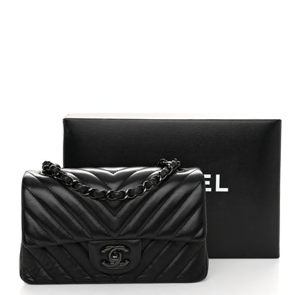 Chanel Lambskin Chevron Quilted Mini Rectangular Flap So Black 11 of 11