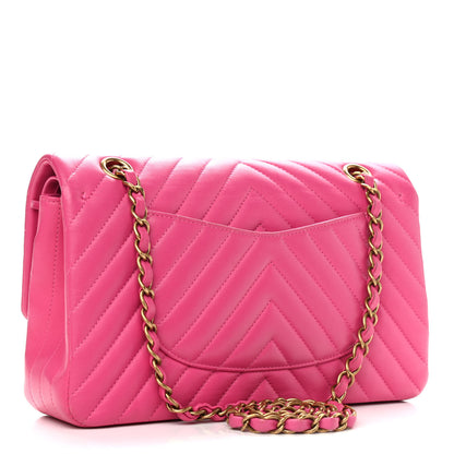 Chanel Lambskin Chevron Quilted Medium Double Flap Pink 3 of 13