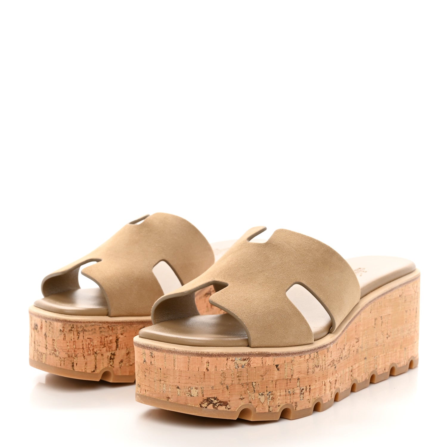 Hermes Suede Goatskin Cork Eze 30 Sandals 38 Beige Argile 3 of 9