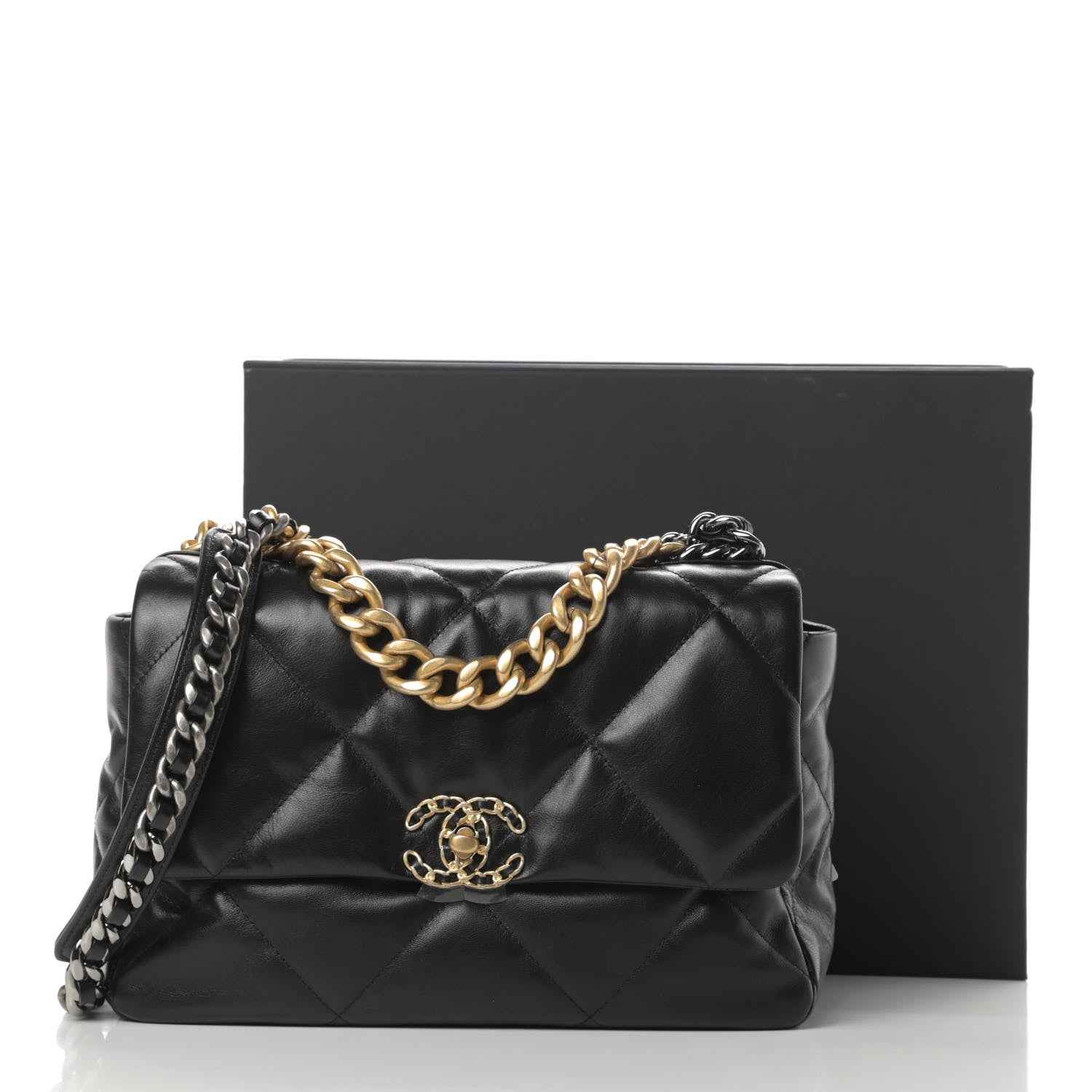 Chanel Goatskin Quilted Large Chanel 19 Flap Black 13 of 13