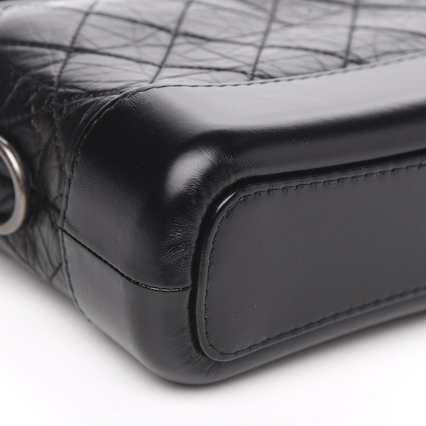 Aged Calfskin Quilted Small Gabrielle Hobo Black