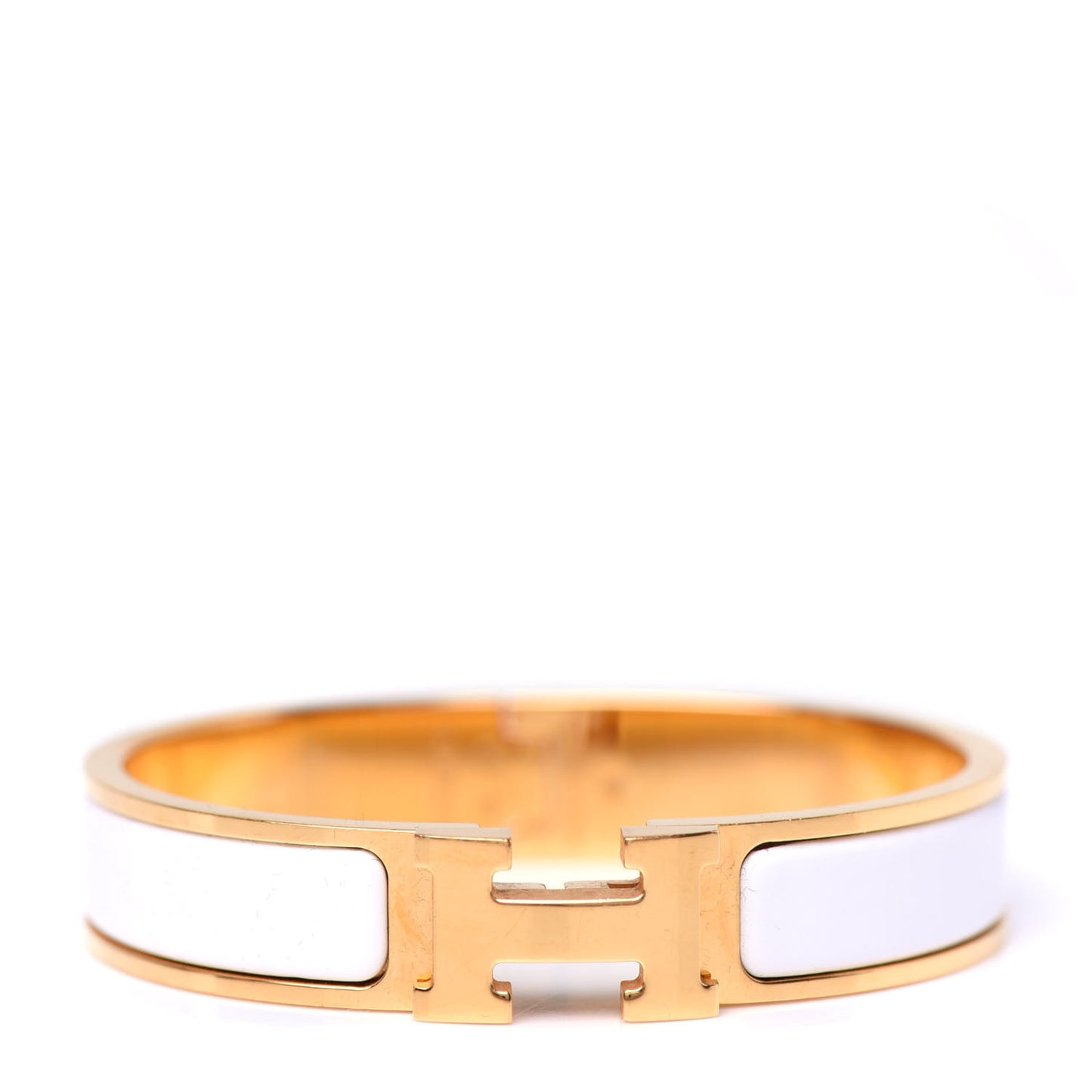 Enamel Narrow Clic Clac H Bracelet PM White